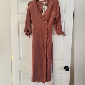 Suede Burnt Orange Sleeve Dress